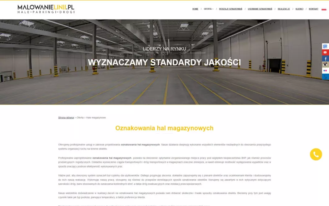 Oznakowanie hal, parkingów i dróg - Linie.pl